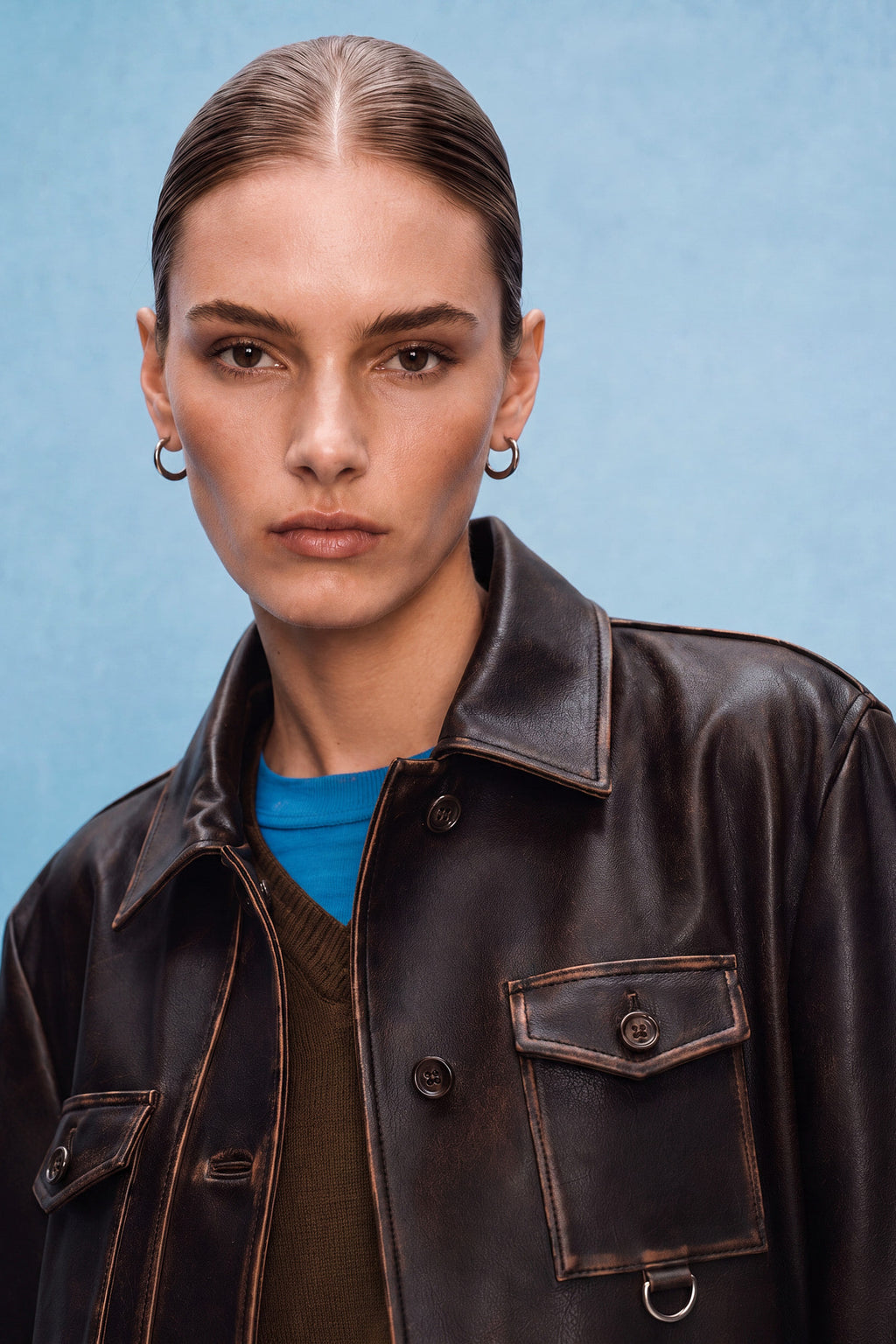 Andersson Bell - Fur Collar Field Leather Jacket (Brown) product image 2 | TRAB K-Fashion Australia