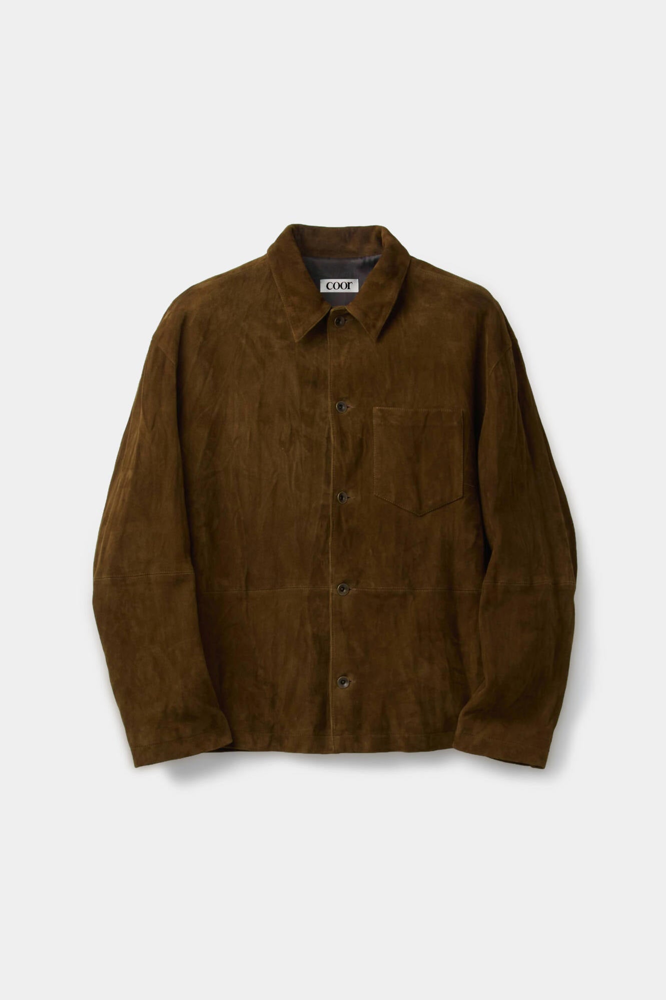 Coor - Pleated Wash Leather Shirt Jacket (Dark Brown) product image 1 | TRAB K-Fashion Australia