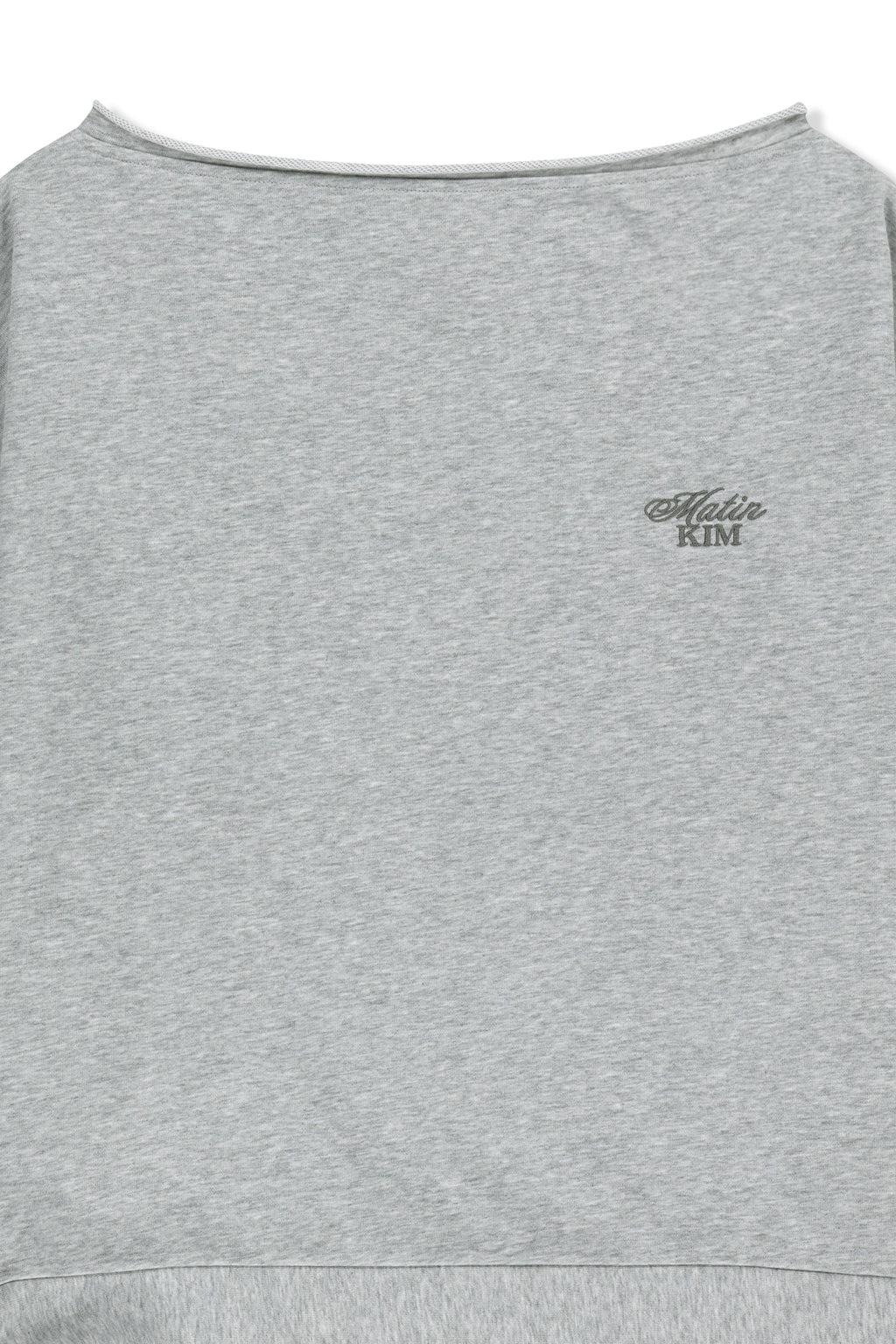Matin Kim - Back Logo Raw Cut Boat Neck Top (Grey) product image 3 | TRAB K-Fashion Australia