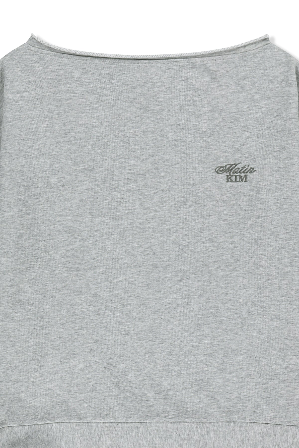 Matin Kim - Back Logo Raw Cut Boat Neck Top (Grey) product image 3 | TRAB K-Fashion Australia