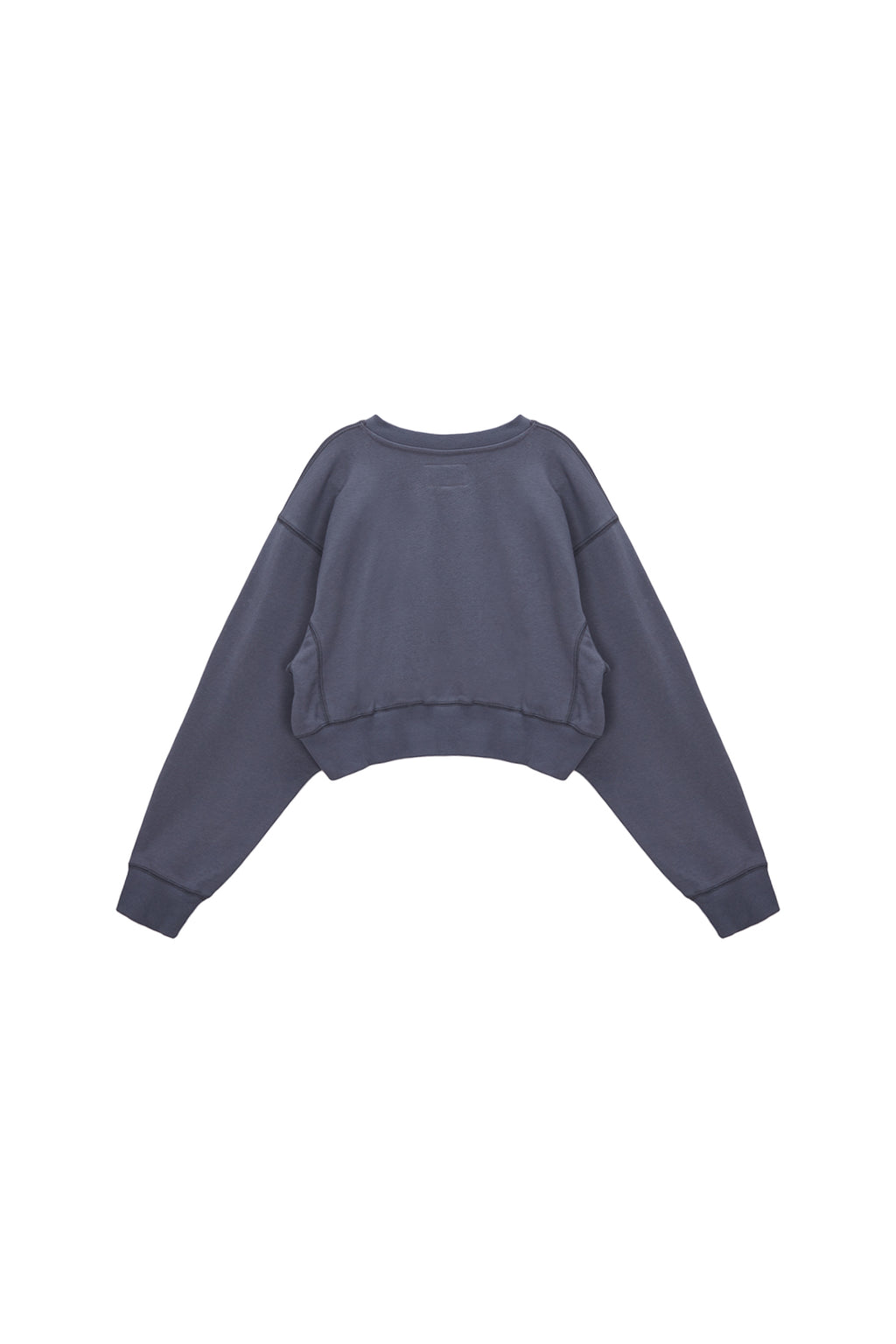 Matin Kim - Stitch Label Crop Sweatshirt (Smoke Blue) product image 2 | TRAB K-Fashion Australia