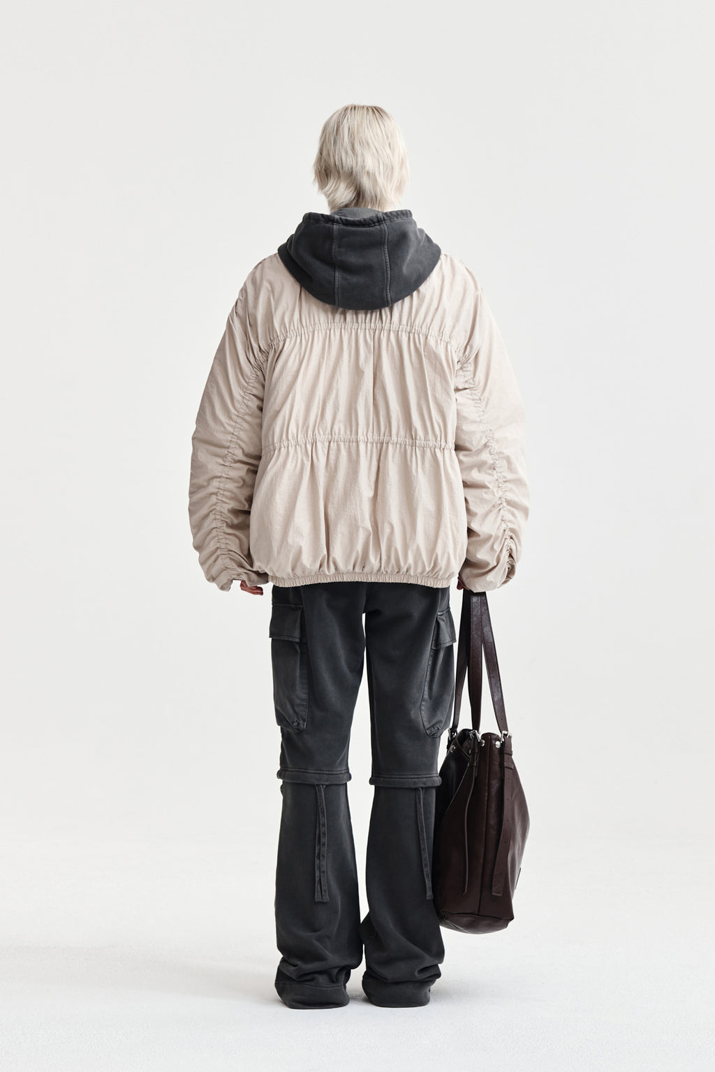 Matin Kim - High Neck Shirring Down Jumper (Light Beige) product image 7 | TRAB K-Fashion Australia