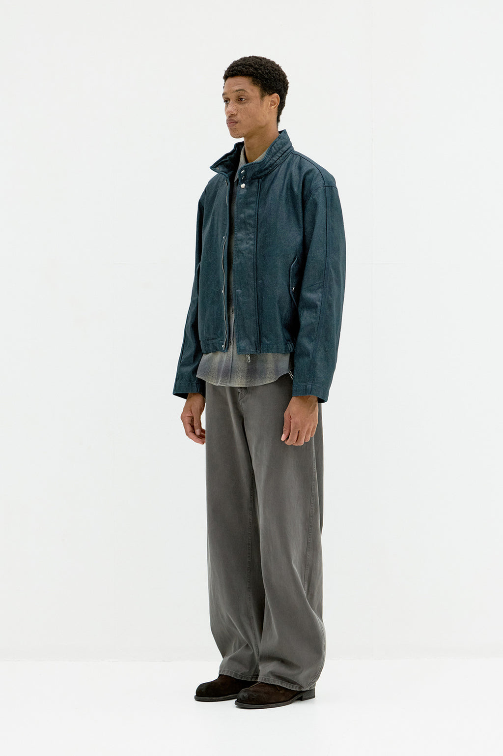 Coor - Coated Denim Stand Neck Jumper (Teel Blue) product image 3 | TRAB K-Fashion Australia