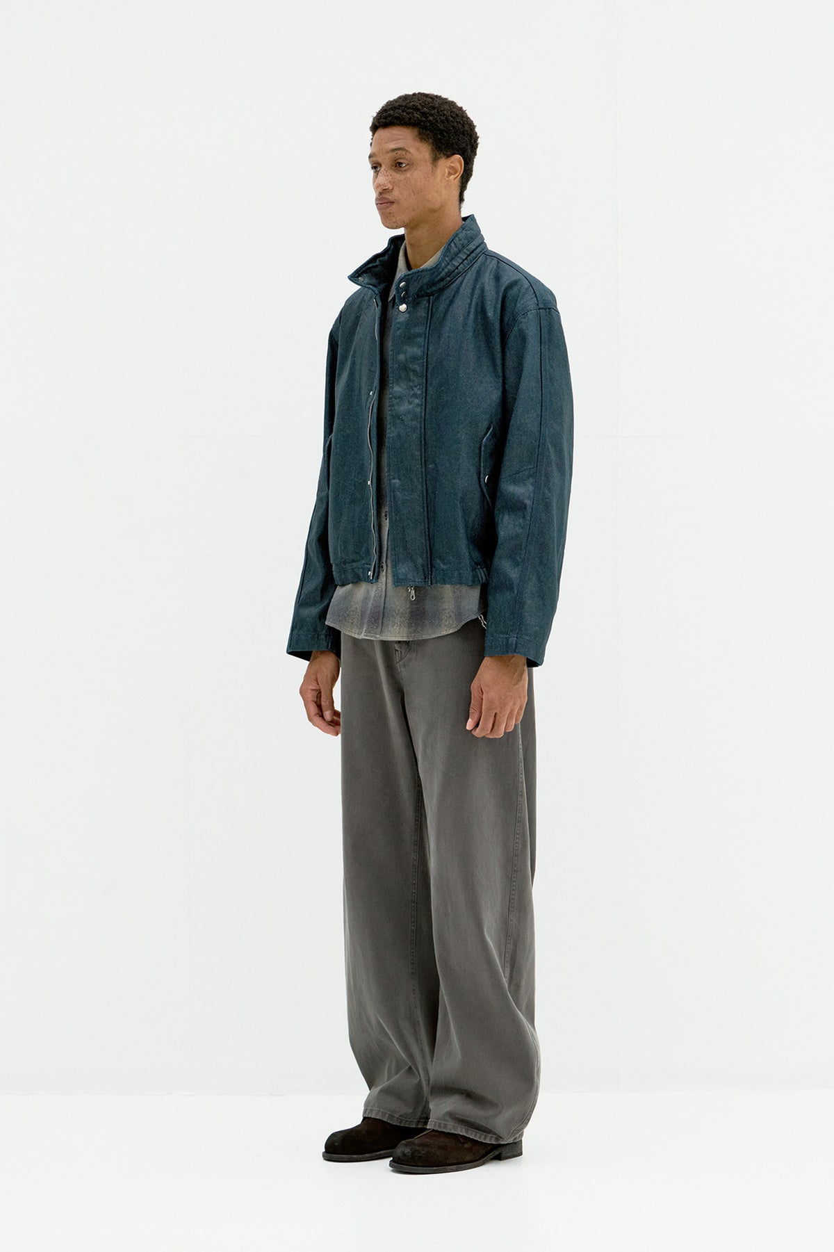 Coor - Coated Denim Stand Neck Jumper (Teel Blue) product image 3 | TRAB K-Fashion Australia