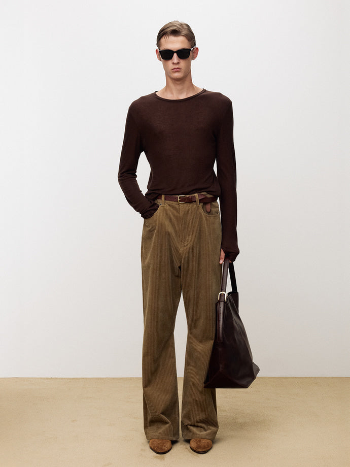Tonywack - Sheer Wool Ribbed Knit Top (Brown) product image 3 | TRAB K-Fashion Australia