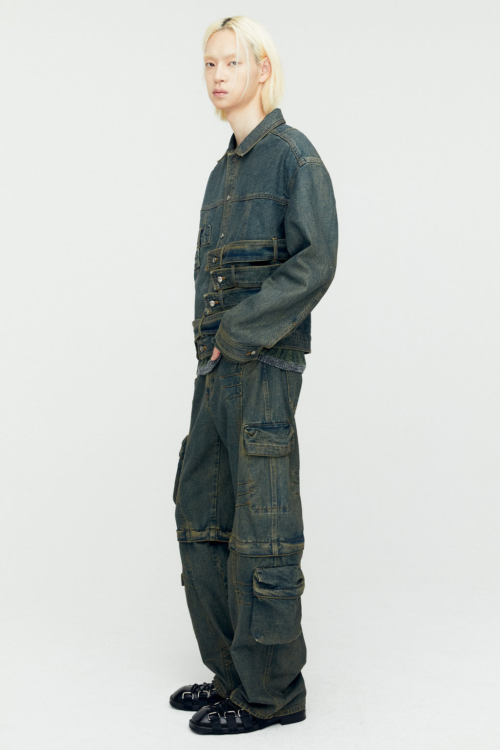 Andersson Bell - Waistbands Denim Jacket (Army Green) product image 2 | TRAB K-Fashion Australia