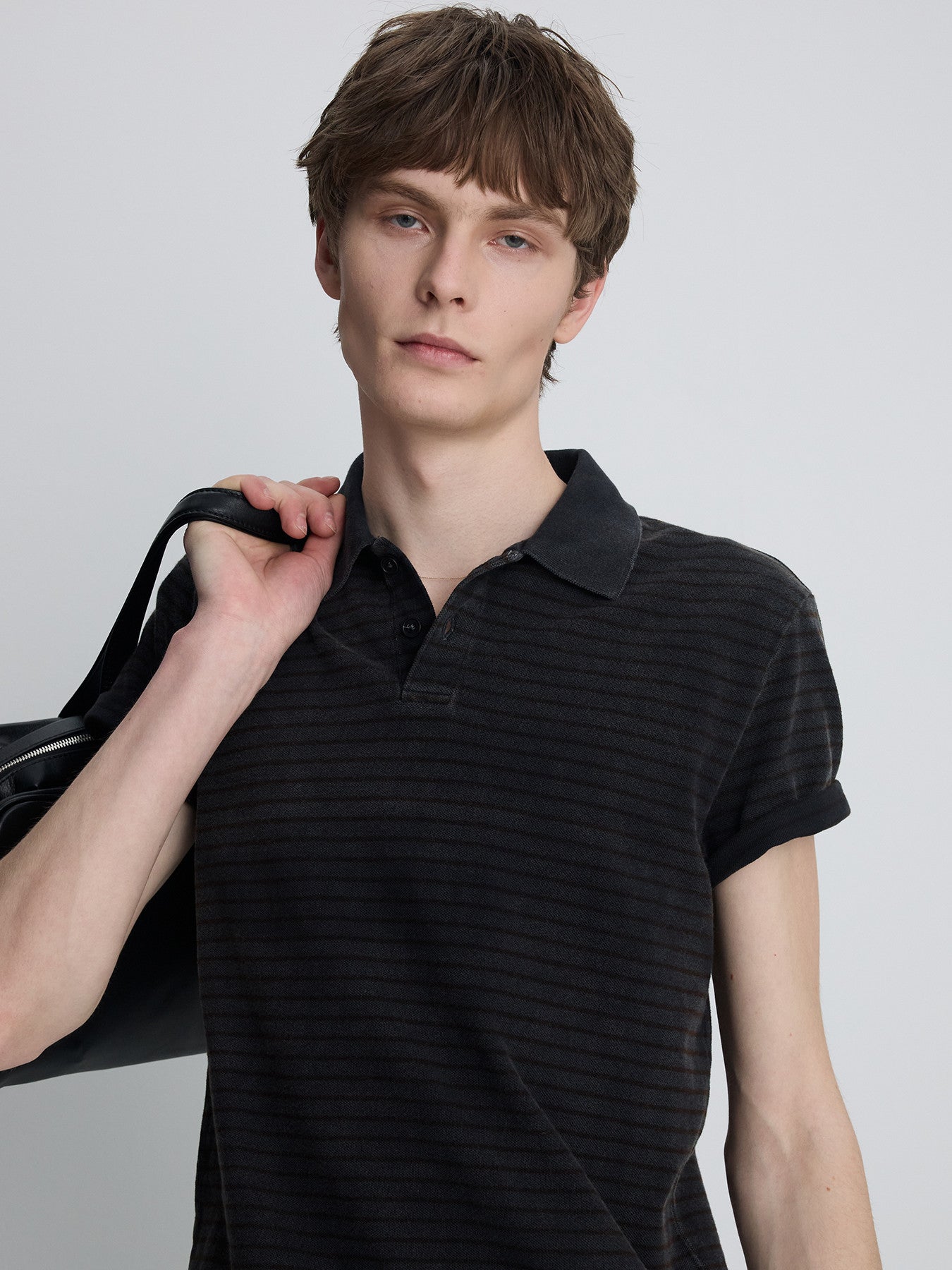 Tonywack - Garment Dyed Stripe Piqué Polo (Faded Black) product image 7 | TRAB K-Fashion Australia