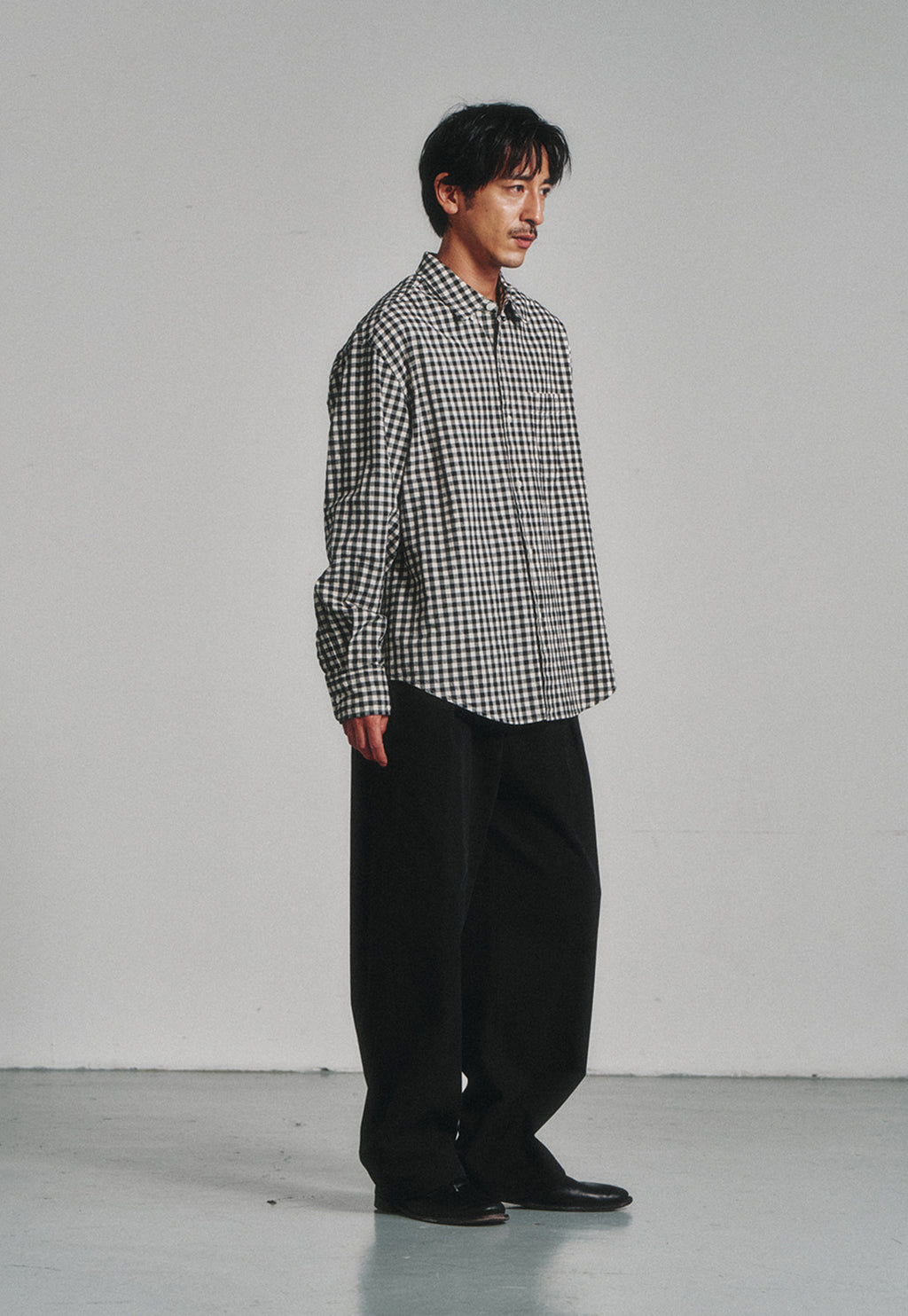 Art if acts - Gingham Check Oxford Shirt (Cream/Black) product image 3 | TRAB K-Fashion Australia
