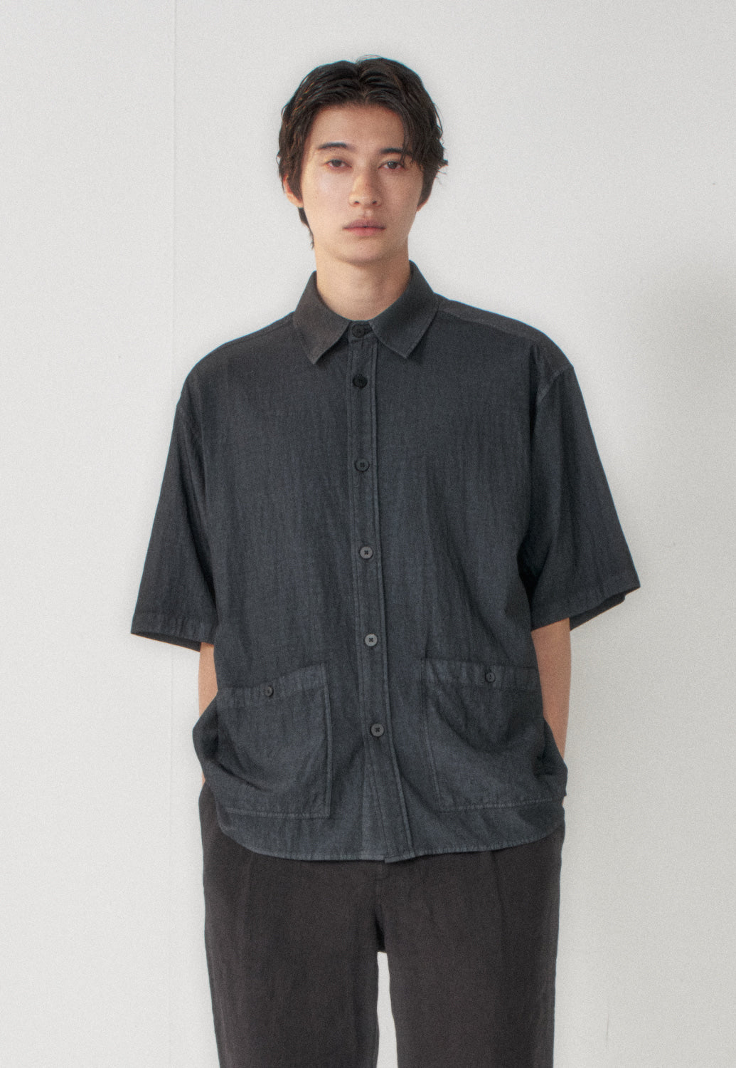 Art if acts - Garment Dyed Two Pocket Half Shirt (Faded Black) product image 5 | TRAB K-Fashion Australia