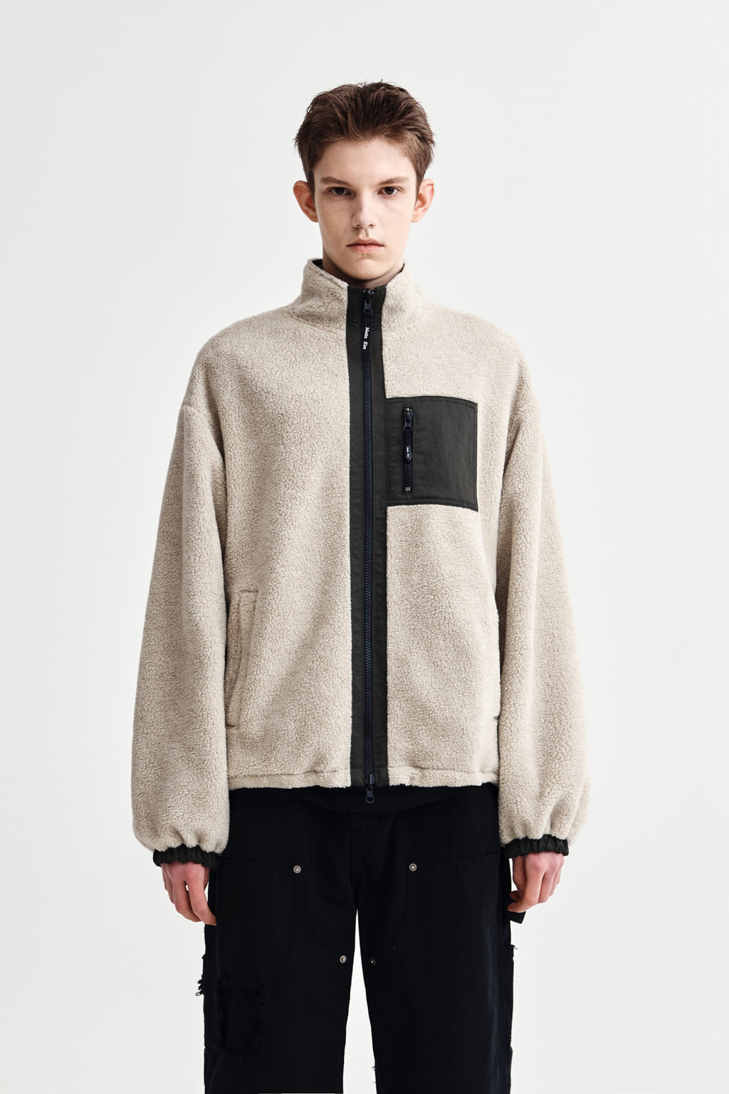 Matin Kim - Reversible Sherpa Zip Up (Light Beige) product image 15 | TRAB K-Fashion Australia