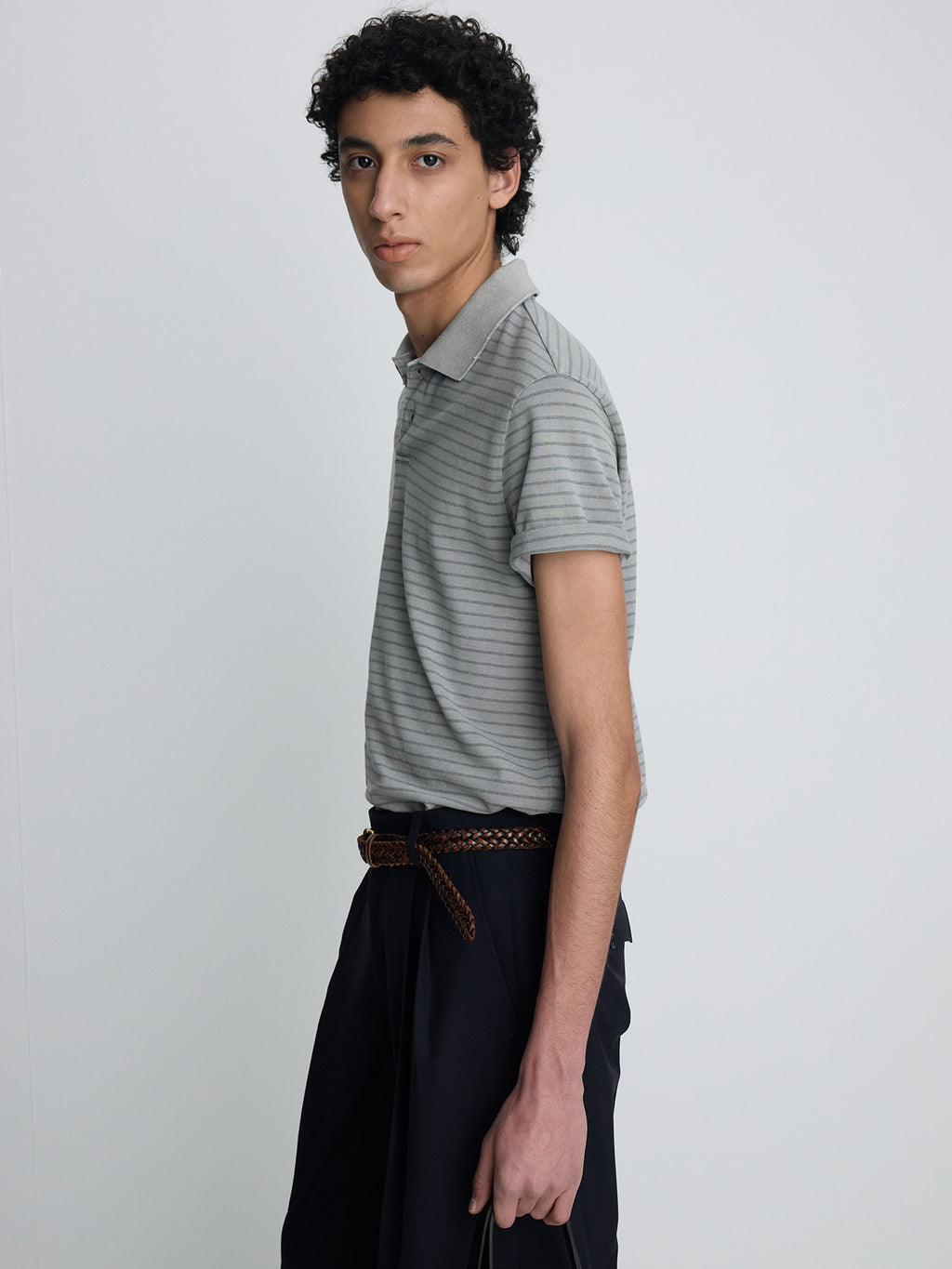 Tonywack - Garment Dyed Stripe Piqué Polo (Faded Grey) product image 6 | TRAB K-Fashion Australia