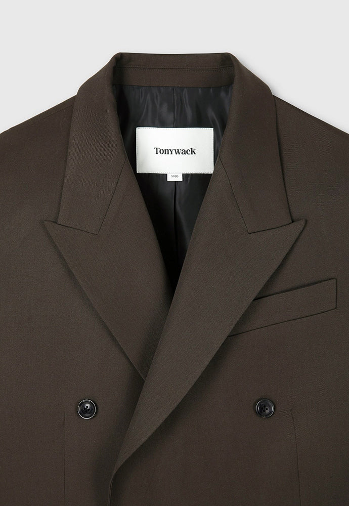 Tonywack - Wool Twill Double-Breasted Tailored Blazer (Brown) product image 9 | TRAB K-Fashion Australia