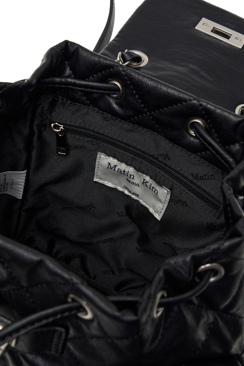 Matin Kim - Double Pocket Quilting Mini Backpack (Black) product image 5 | TRAB K-Fashion Australia