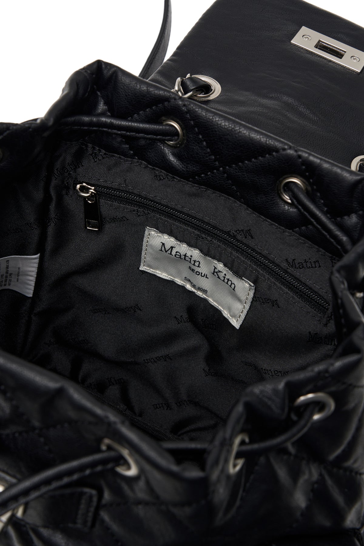 Matin Kim - Double Pocket Quilting Mini Backpack (Black) product image 5 | TRAB K-Fashion Australia