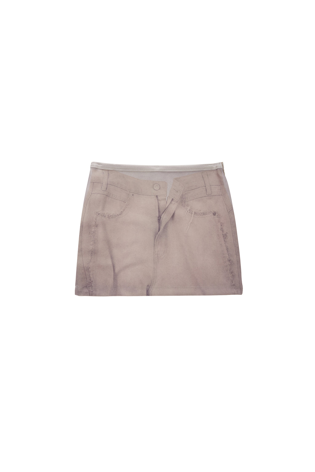 Matin Kim - Denim Printed Jersey Mini Skirt (Beige) product image 1 | TRAB K-Fashion Australia