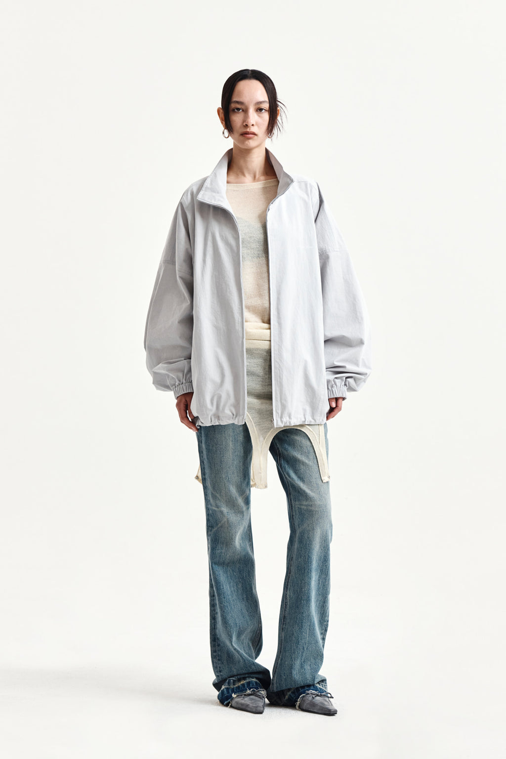 Matin Kim - Back Logo High Neck Jumper (Light Grey) product image 10 | TRAB K-Fashion Australia