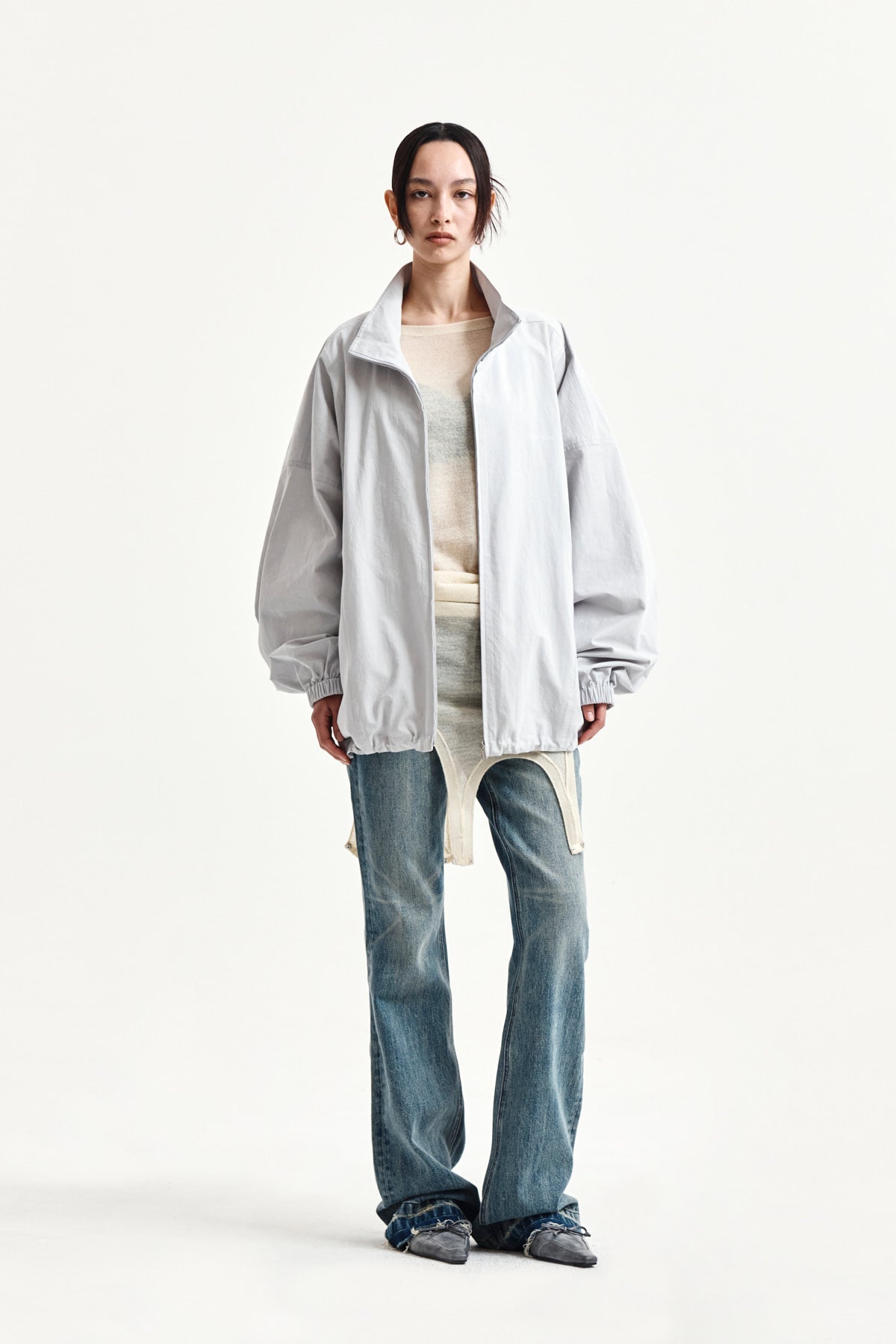 Matin Kim - Back Logo High Neck Jumper (Light Grey) product image 10 | TRAB K-Fashion Australia