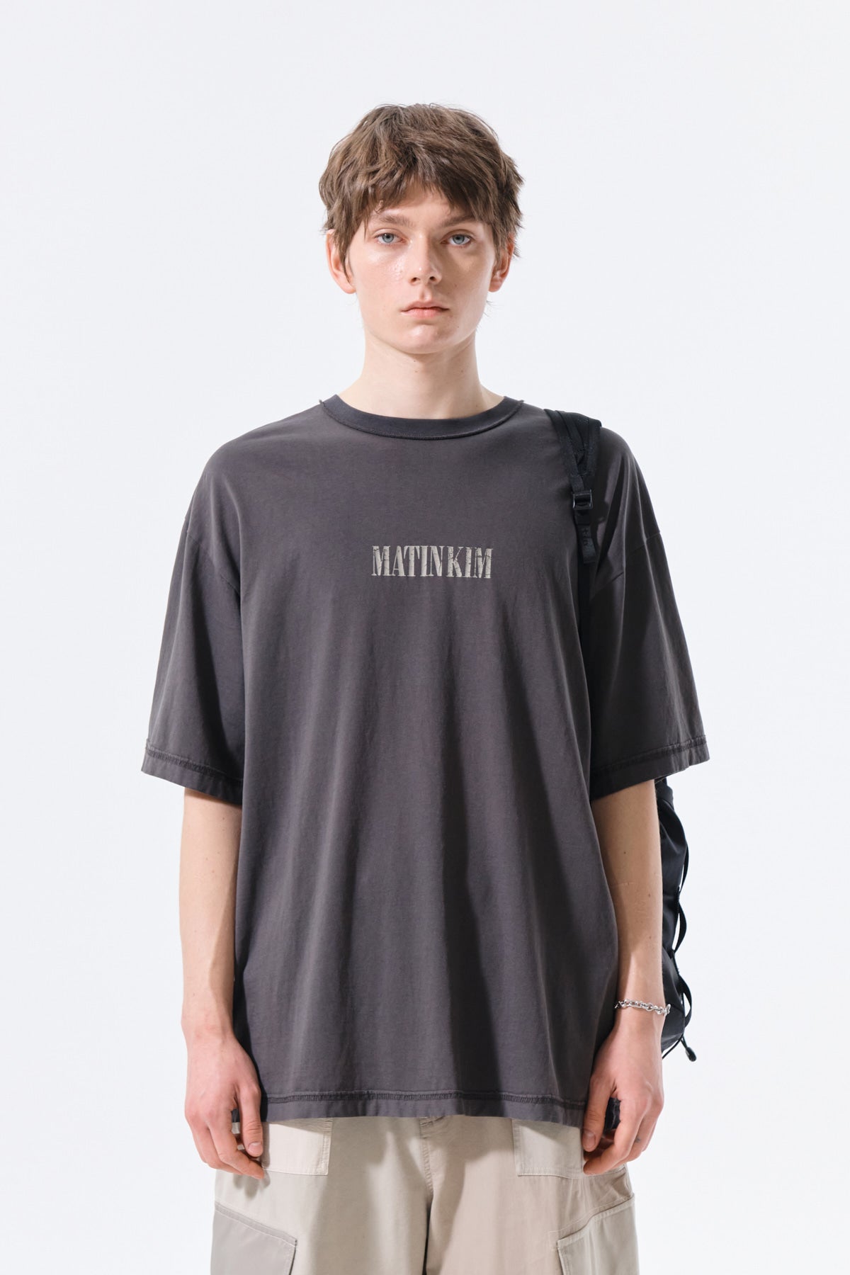 Matin Kim - Vintage Lettering Graffiti Top (Charcoal) product image 11 | TRAB K-Fashion Australia