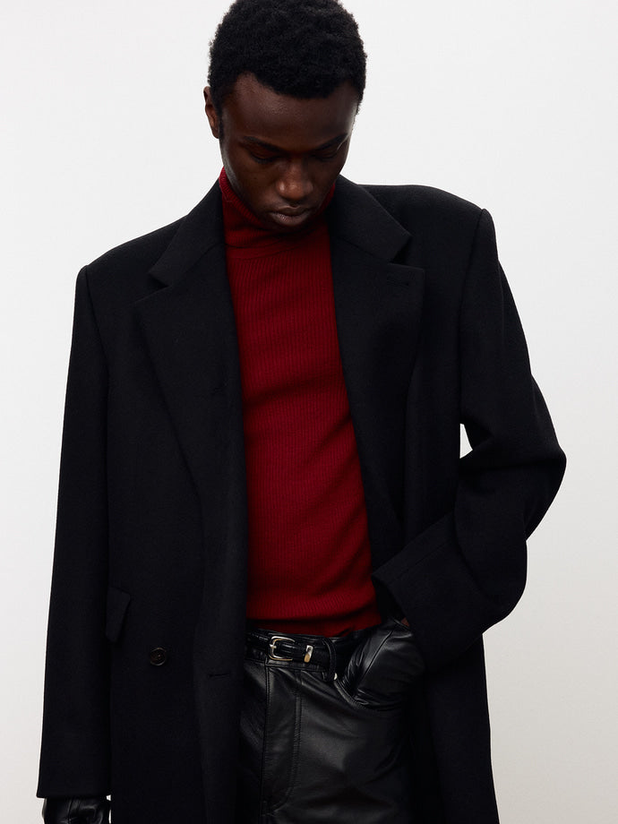 Tonywack - Wool And Cashmere Tailored Wrap Coat (Black) product image 1 | TRAB K-Fashion Australia