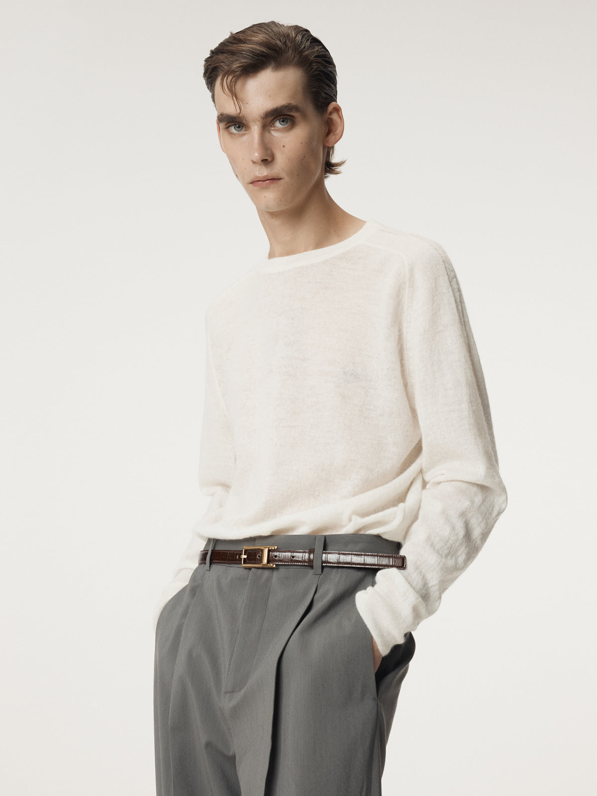 Recto - Rc Sheer Knit Top (Cream) product image 5 | TRAB K-Fashion Australia