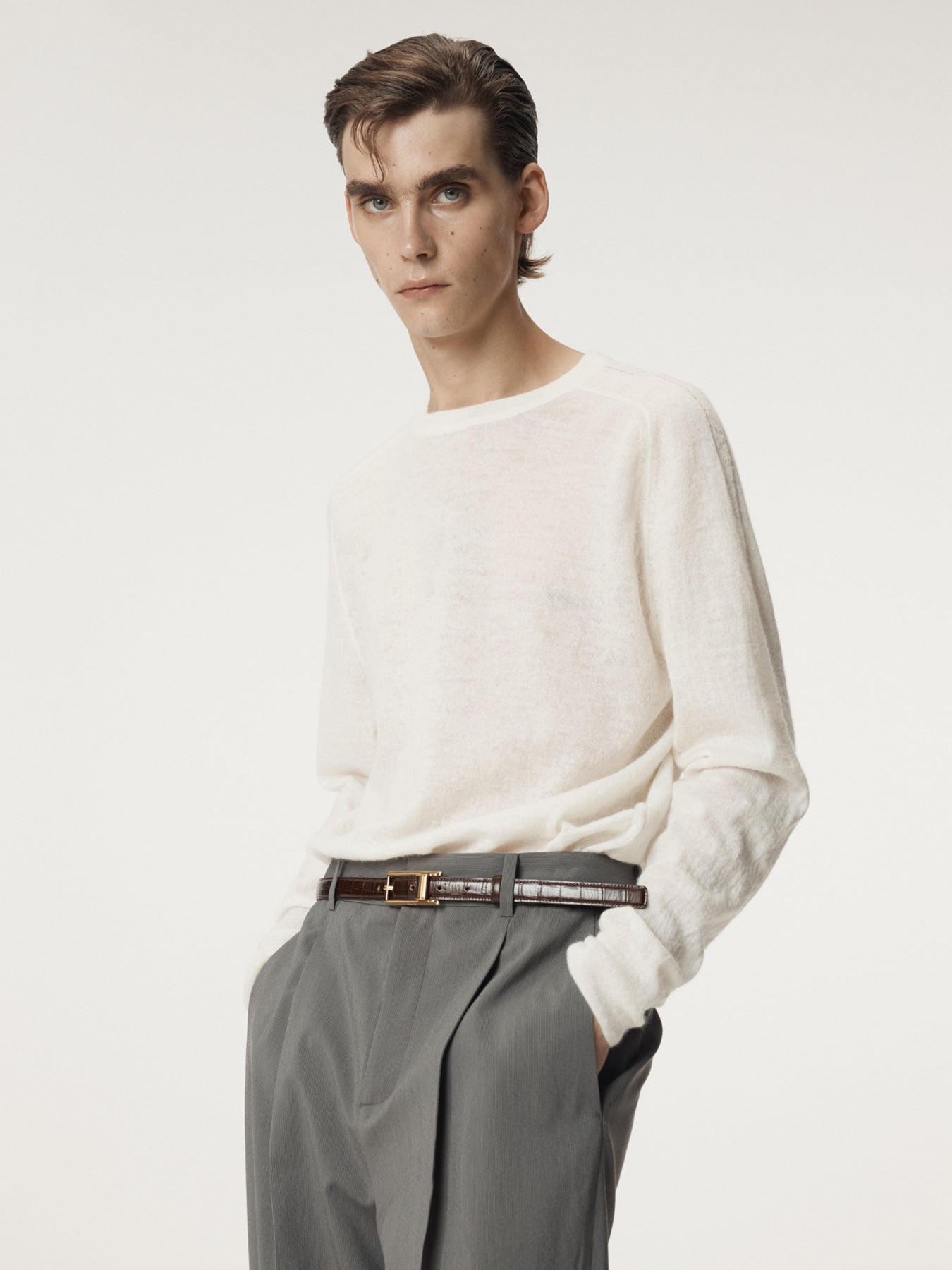 Recto - Rc Sheer Knit Top (Cream) product image 5 | TRAB K-Fashion Australia