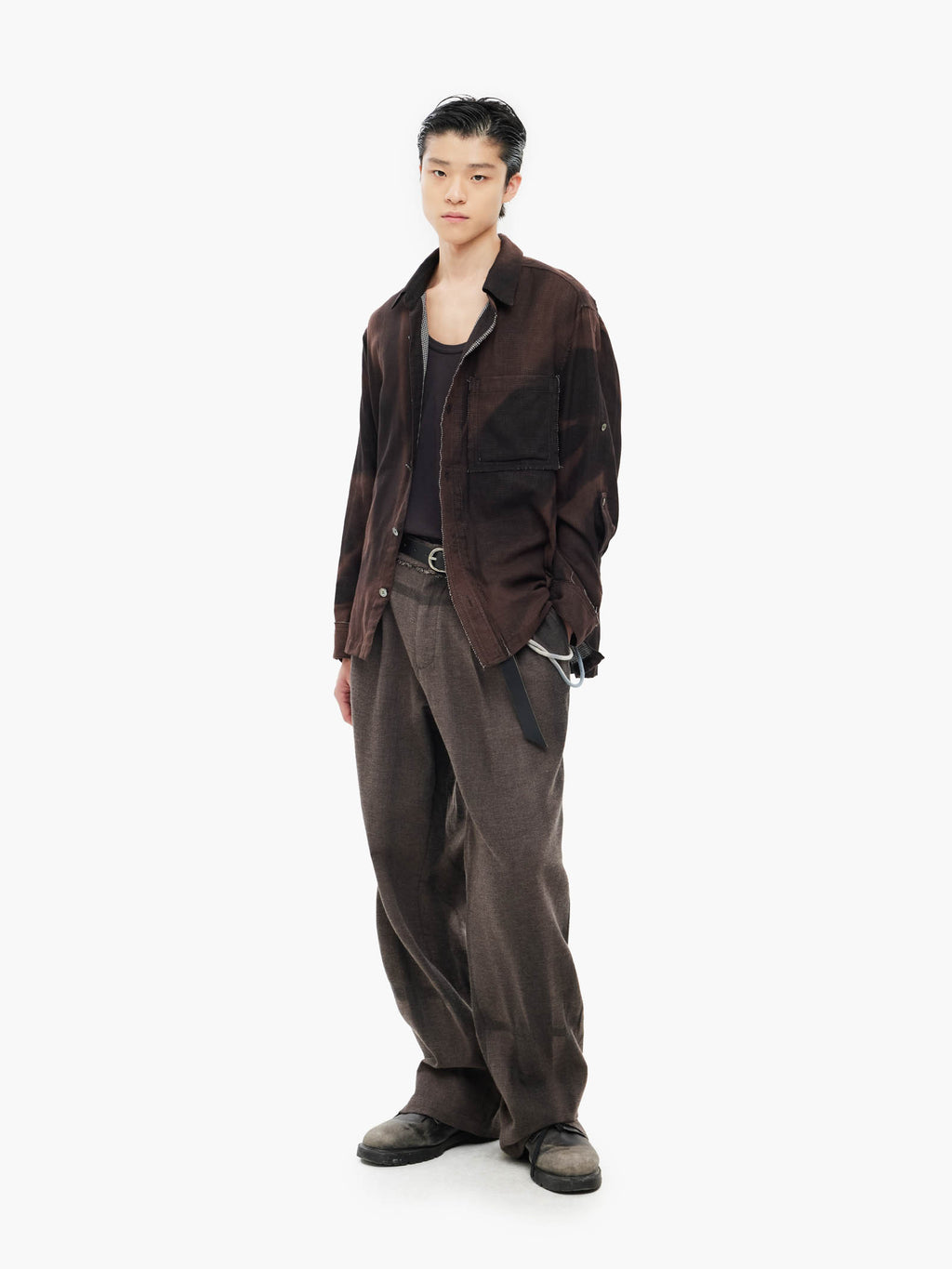 Jiyong Kim - Sun-Bleached Strap Detailed Shirt (Black) product image 1 | TRAB K-Fashion Australia