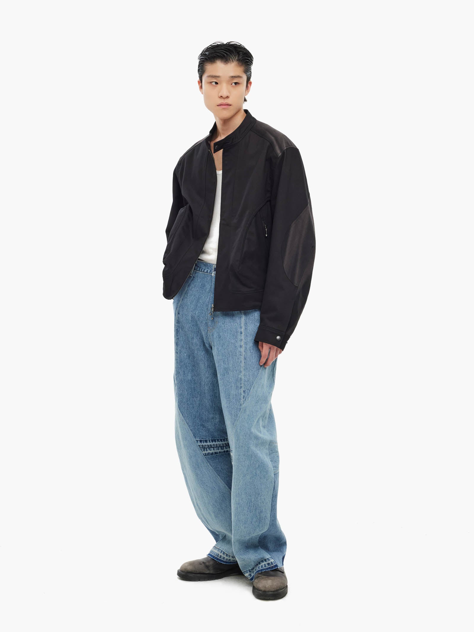 ジヨン・キム　JiyongKim　ワイドフレアデニムパンツ ジヨン・キム - リワークデニムパンツ（ブルー） | TRAB K-Fashion