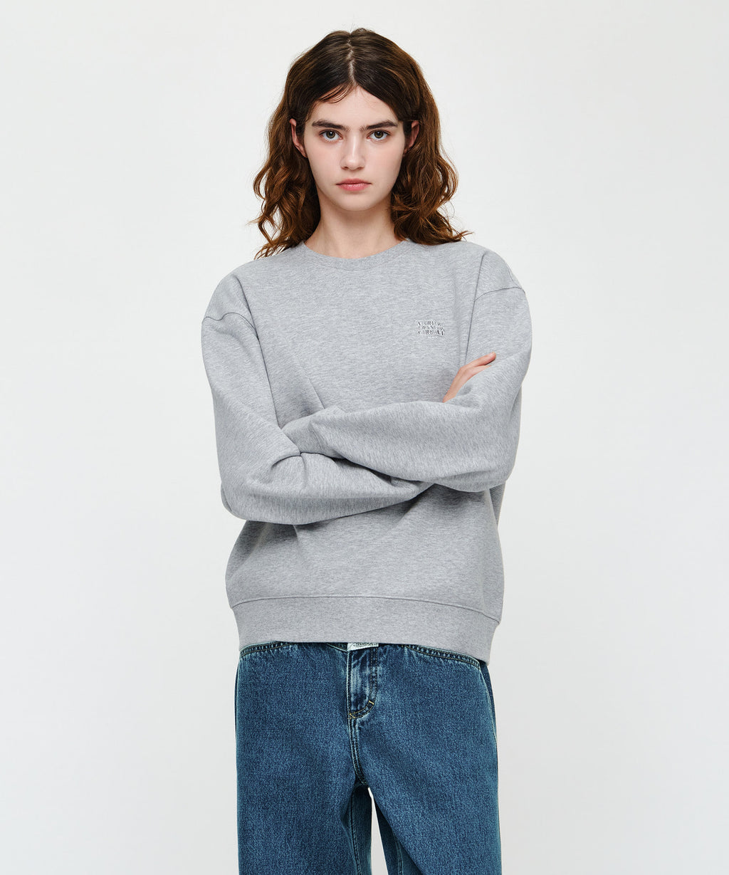 Marithe & Francois Girbaud - Doodle Classic Logo Oversized Sweatshirt (Heather Gray) product image 1 | TRAB K-Fashion Australia