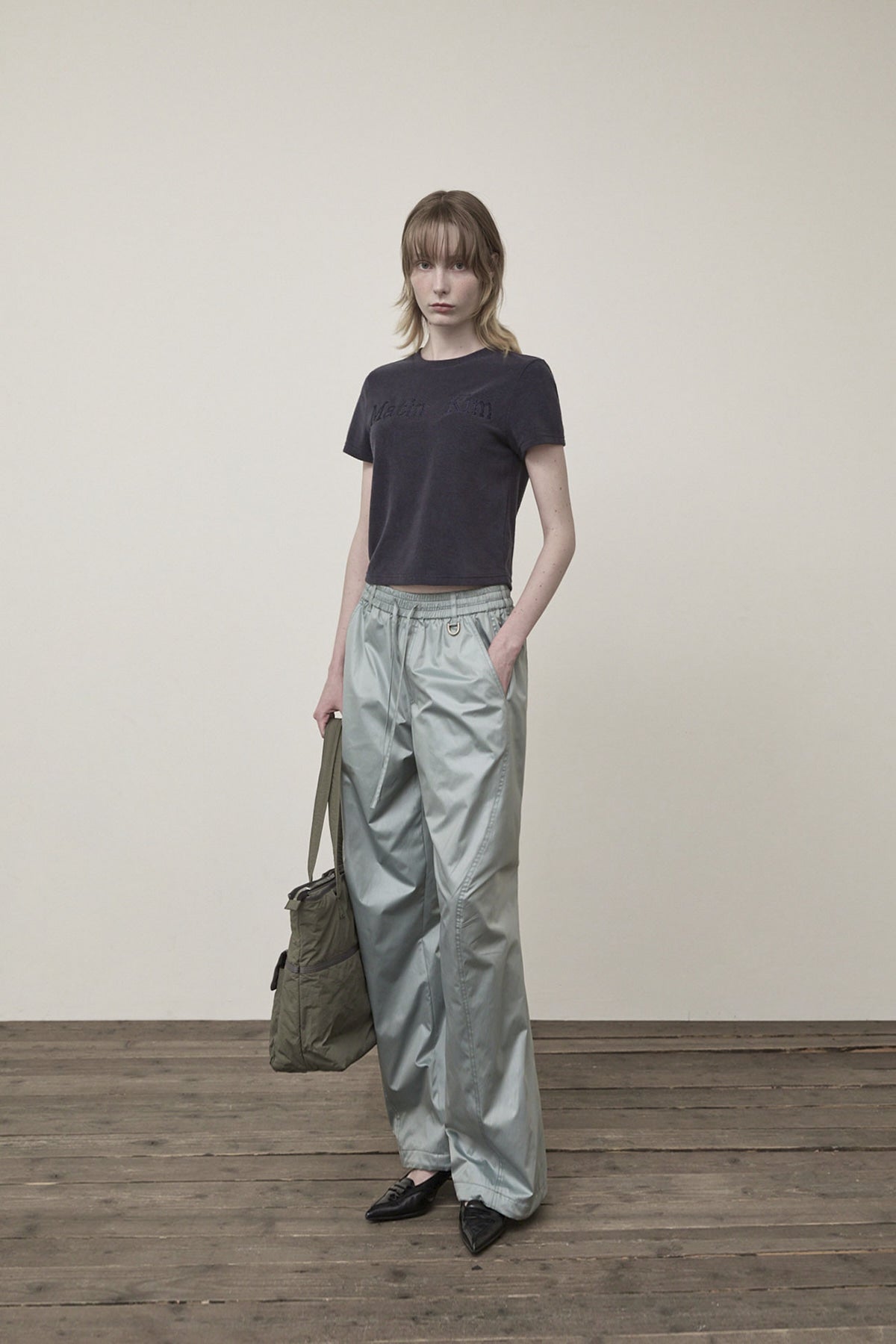 Matin Kim - Glossy Banding Track Pants (Mint) product image 10 | TRAB K-Fashion Australia