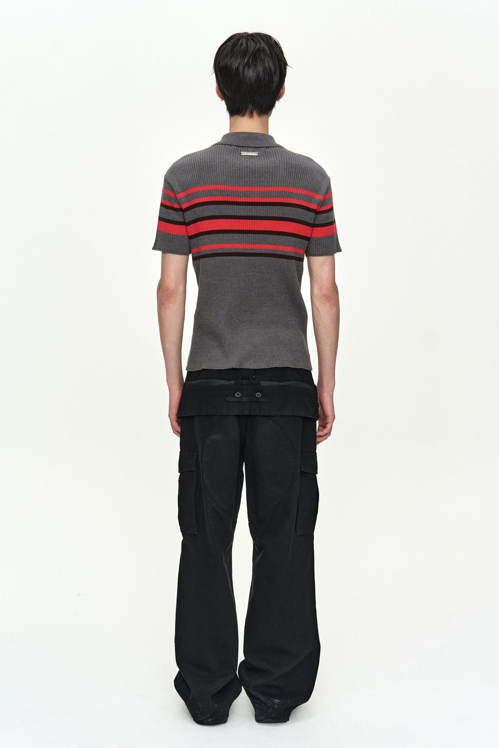 Andersson Bell - Pitt Stripe Polo Sweater (Grey/Red) product image 4 | TRAB K-Fashion Australia