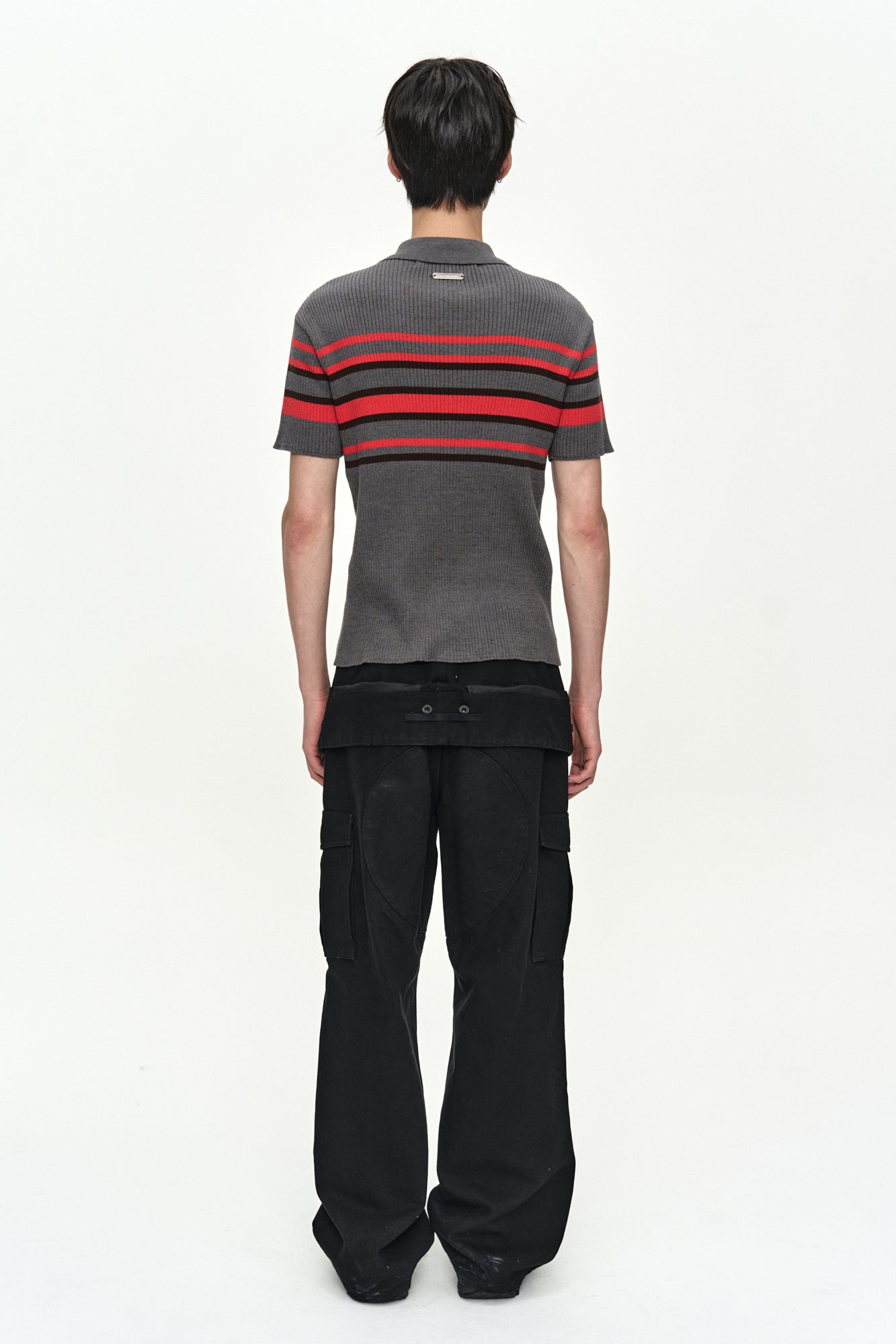 Andersson Bell - Pitt Stripe Polo Sweater (Grey/Red) product image 4 | TRAB K-Fashion Australia