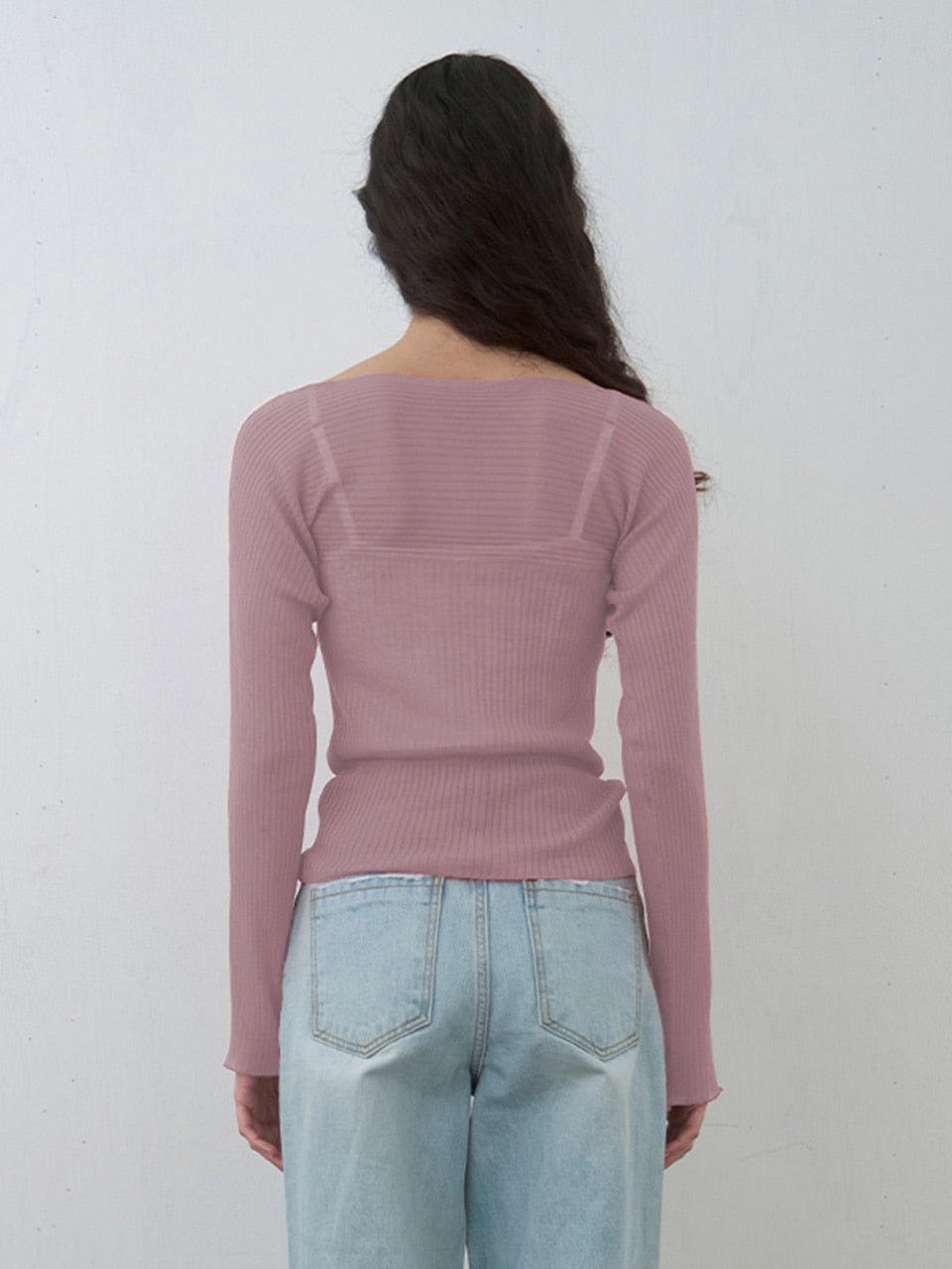 Kijun - Sheer Boatneck Knit Dusty (Pink) product image 3 | TRAB K-Fashion Australia