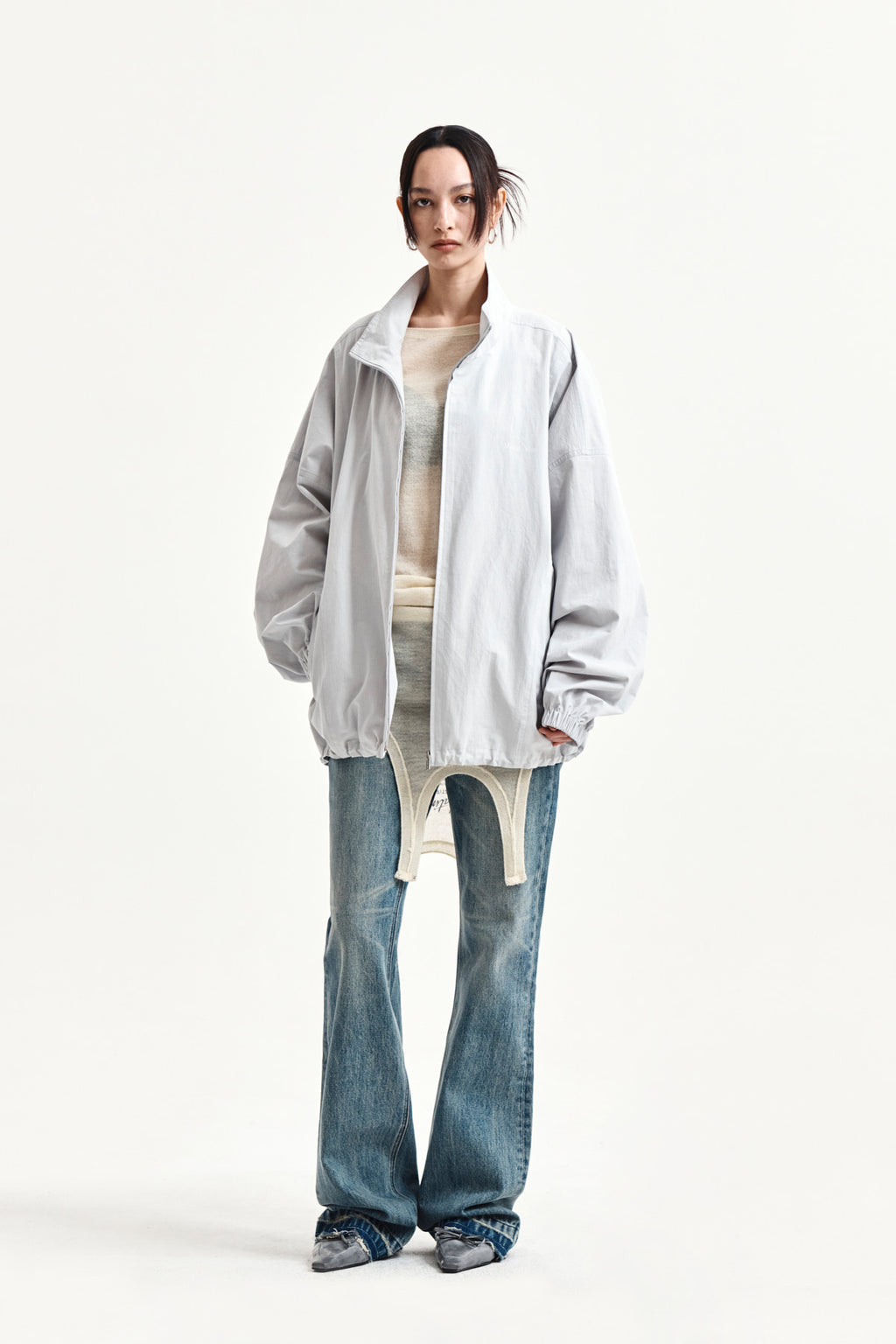 Matin Kim - Back Logo High Neck Jumper (Light Grey) product image 9 | TRAB K-Fashion Australia