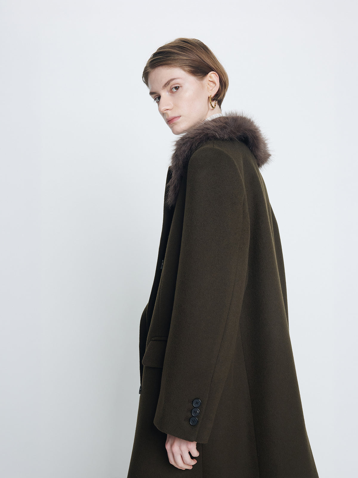 Tonywack - Wool Tailored Double-Breasted Maxi Coat (Khaki Dark Brown) product image 5 | TRAB K-Fashion Australia