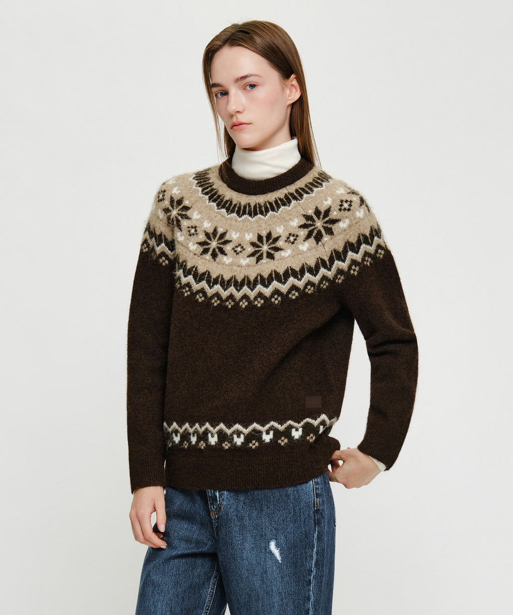 Marithe & Francois Girbaud - Small Classic Logo Nordic Knit Pullover (Brown) product image 3 | TRAB K-Fashion Australia