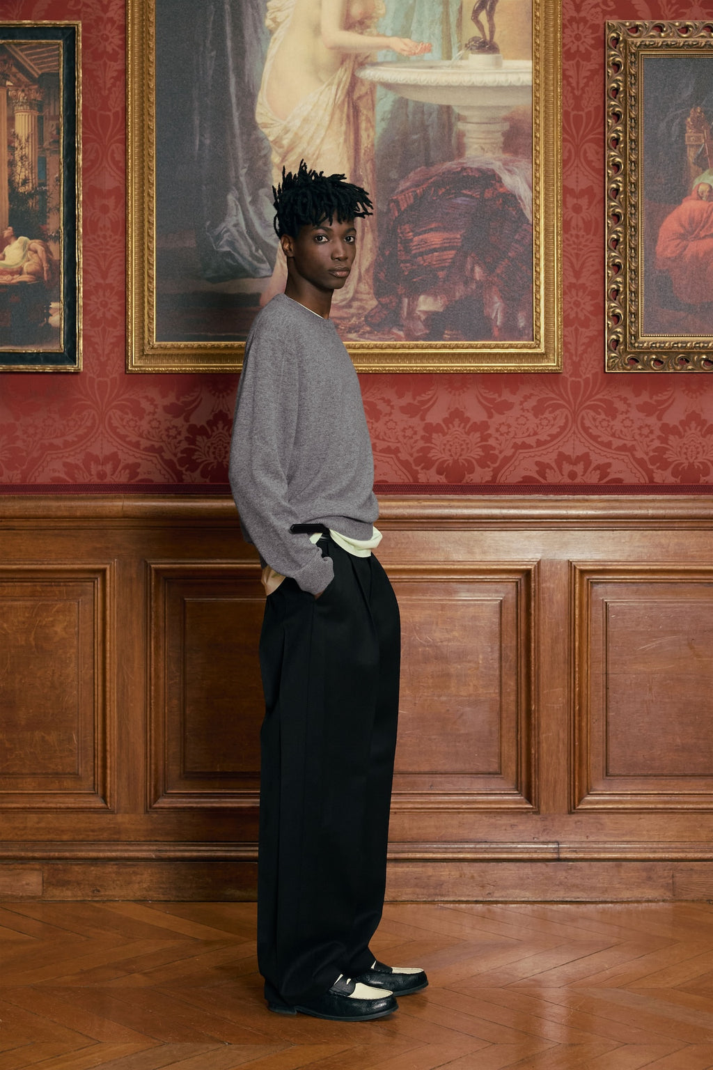 STU - Pin Tuck Round Neck Knit (Grey) product image 2 | TRAB K-Fashion Australia