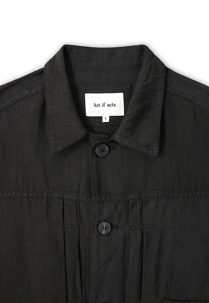 Art if acts - Linen Trucker Jacket (Black) product image 8 | TRAB K-Fashion Australia