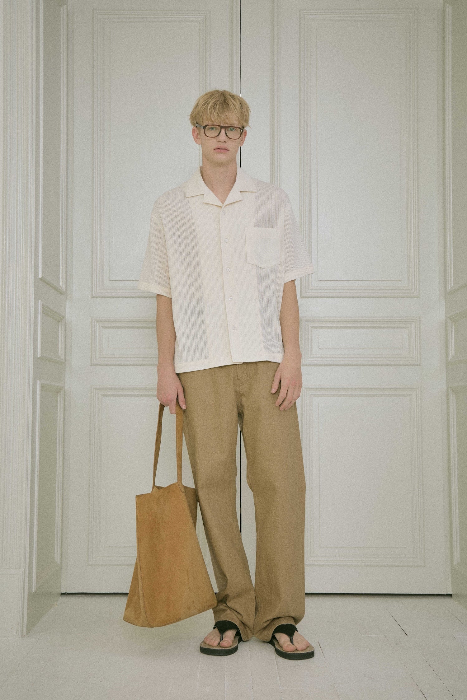 STU - Back Raglan Embo Stripe Shirt (Ivory) product image 14 | TRAB K-Fashion Australia