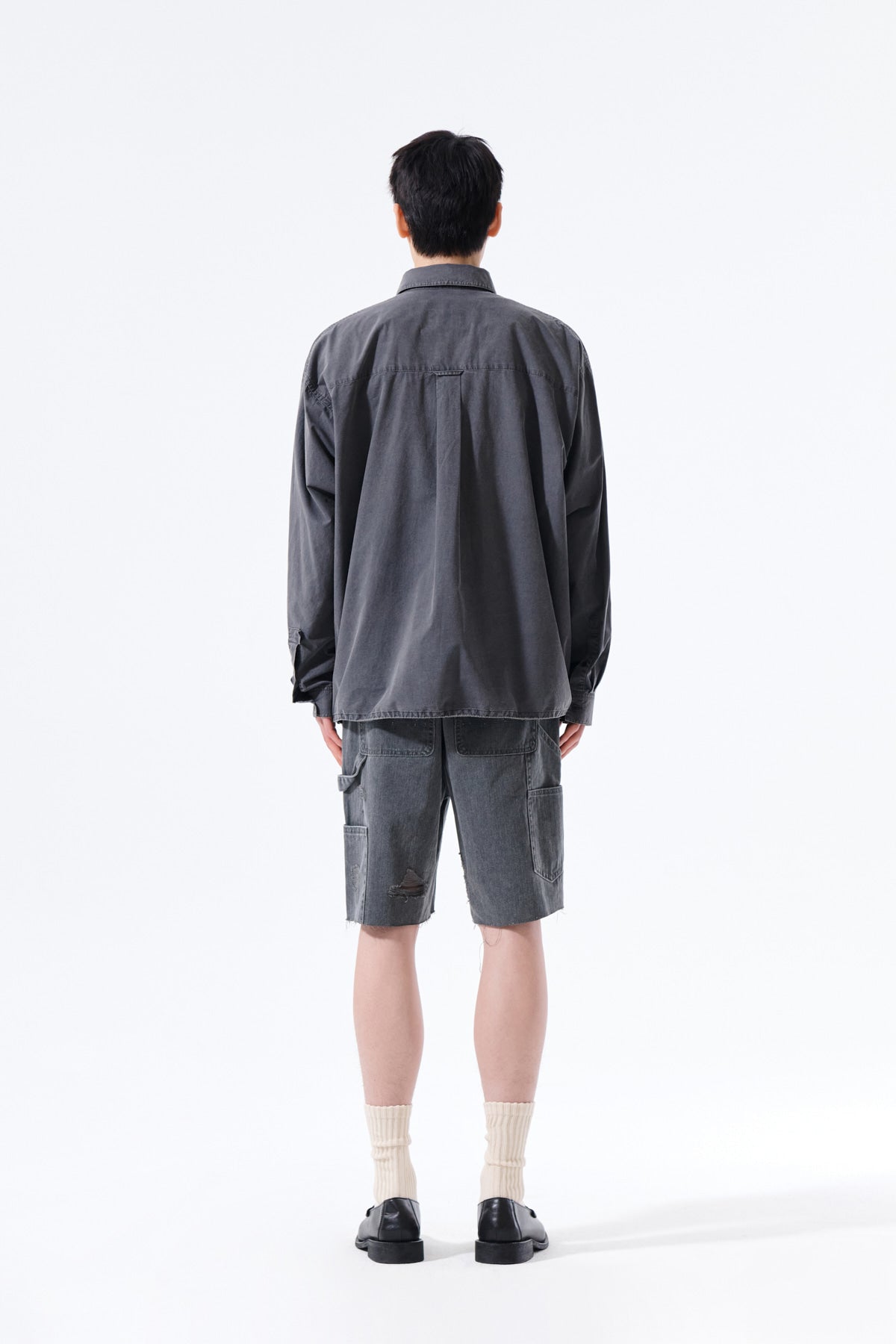Matin Kim - Washed Cotton Drawstring Shirt (Charcoal) product image 8 | TRAB K-Fashion Australia