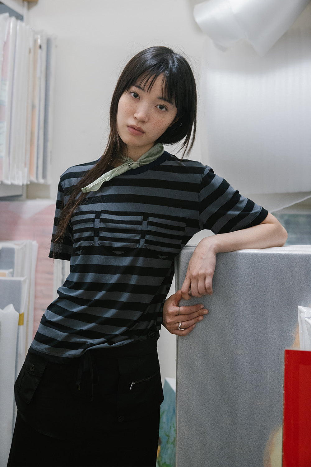 Hatchingroom - Triple Pocket Tee Stripe (Graphite) product image 9 | TRAB K-Fashion Australia