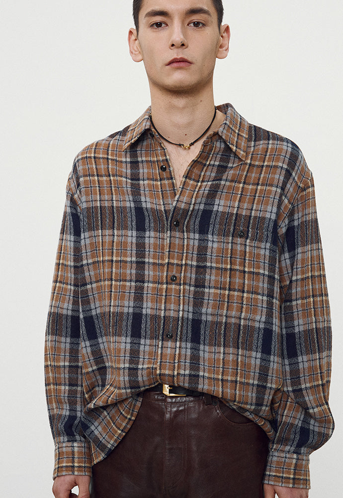 Tonywack - Light Wool Single Pocket Check Shirt (Camel) product image 3 | TRAB K-Fashion Australia