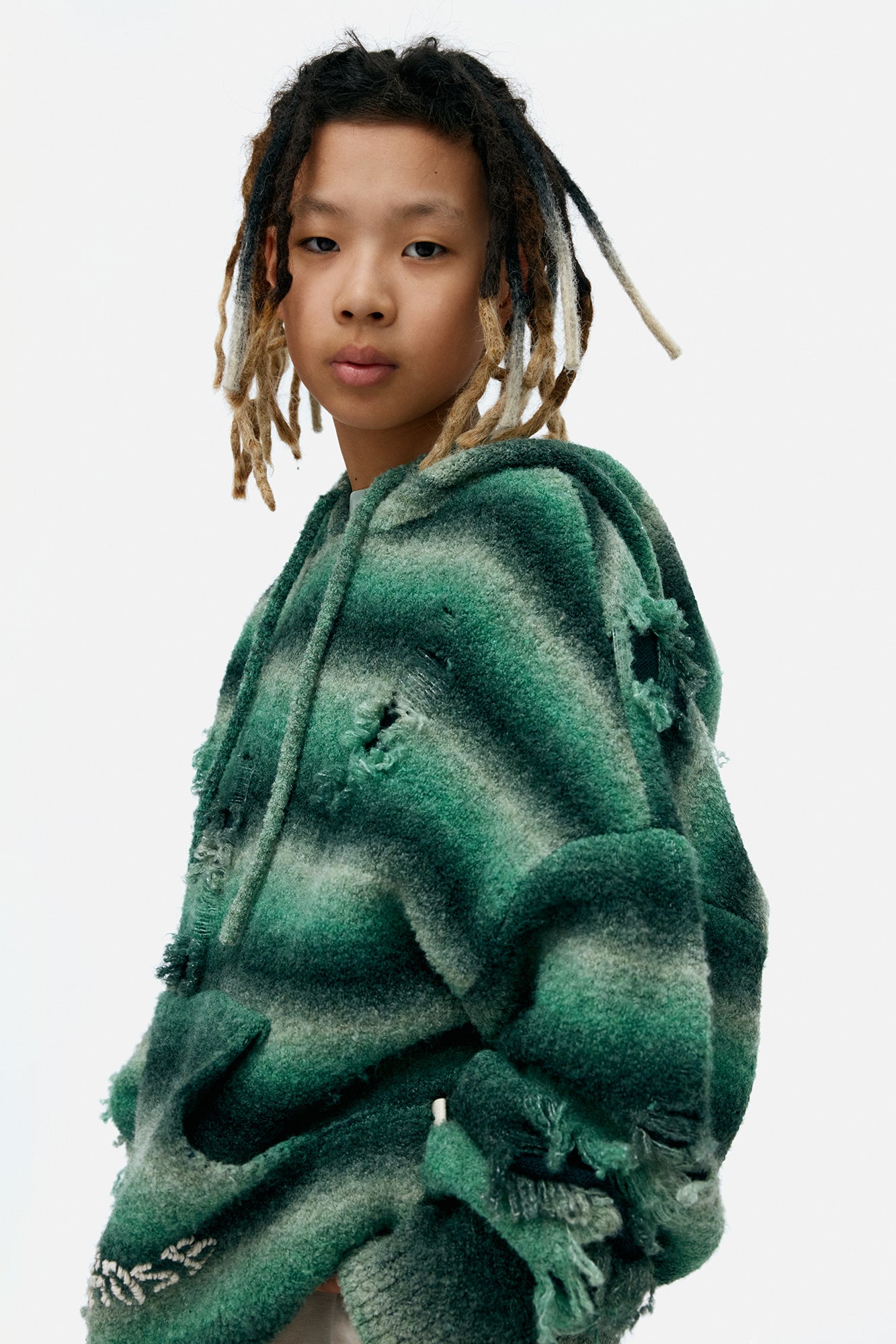 Andersson Bell - Unisex Gradient Distressed Hoodie (Green) product image 4 | TRAB K-Fashion Australia