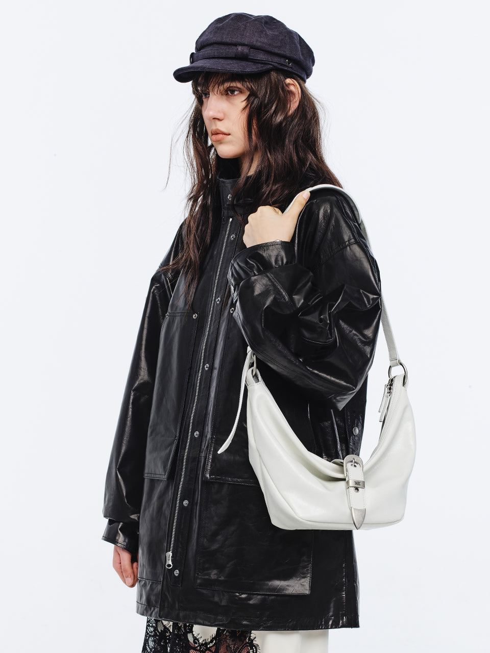 Marge Sherwood - Belted Hobo Medium (Off White Cracked) product image 2 | TRAB K-Fashion Australia