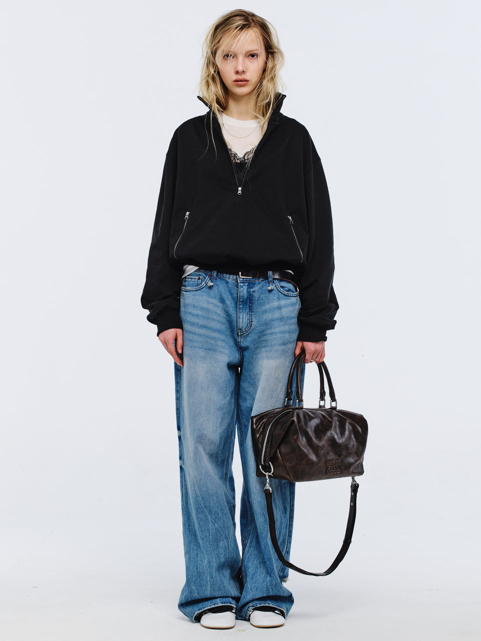 Marge Sherwood - Dumpling Tote (Brown+Black Two-Tone Cracked) product image 3 | TRAB K-Fashion Australia