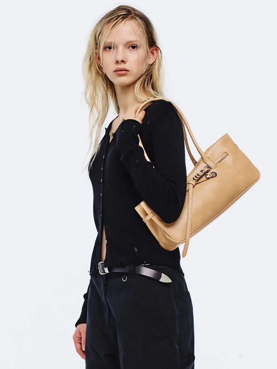 Marge Sherwood - Grandma Used Shoulder Bag (French Beige Pull-Up) product image 2 | TRAB K-Fashion Australia