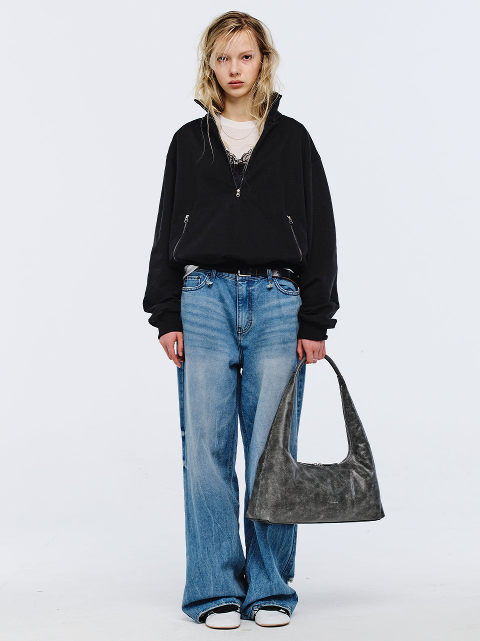 Marge Sherwood - Hobo Large (White+Grey Two-Tone Cracked) product image 3 | TRAB K-Fashion Australia