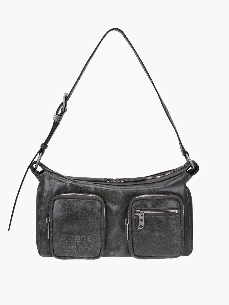 Marge Sherwood - Outpocket Hobo (White+Grey Two-Tone Cracked