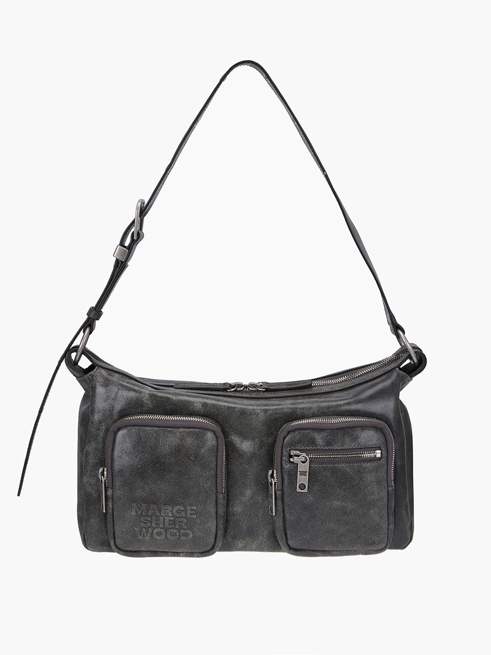 Marge Sherwood - Outpocket Hobo (White+Grey Two-Tone Cracked) product image 1 | TRAB K-Fashion Australia