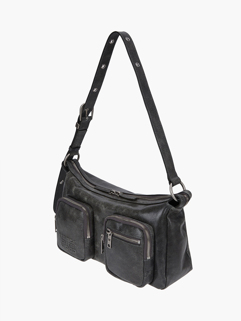 Marge Sherwood - Outpocket Hobo (White+Grey Two-Tone Cracked) product image 6 | TRAB K-Fashion Australia