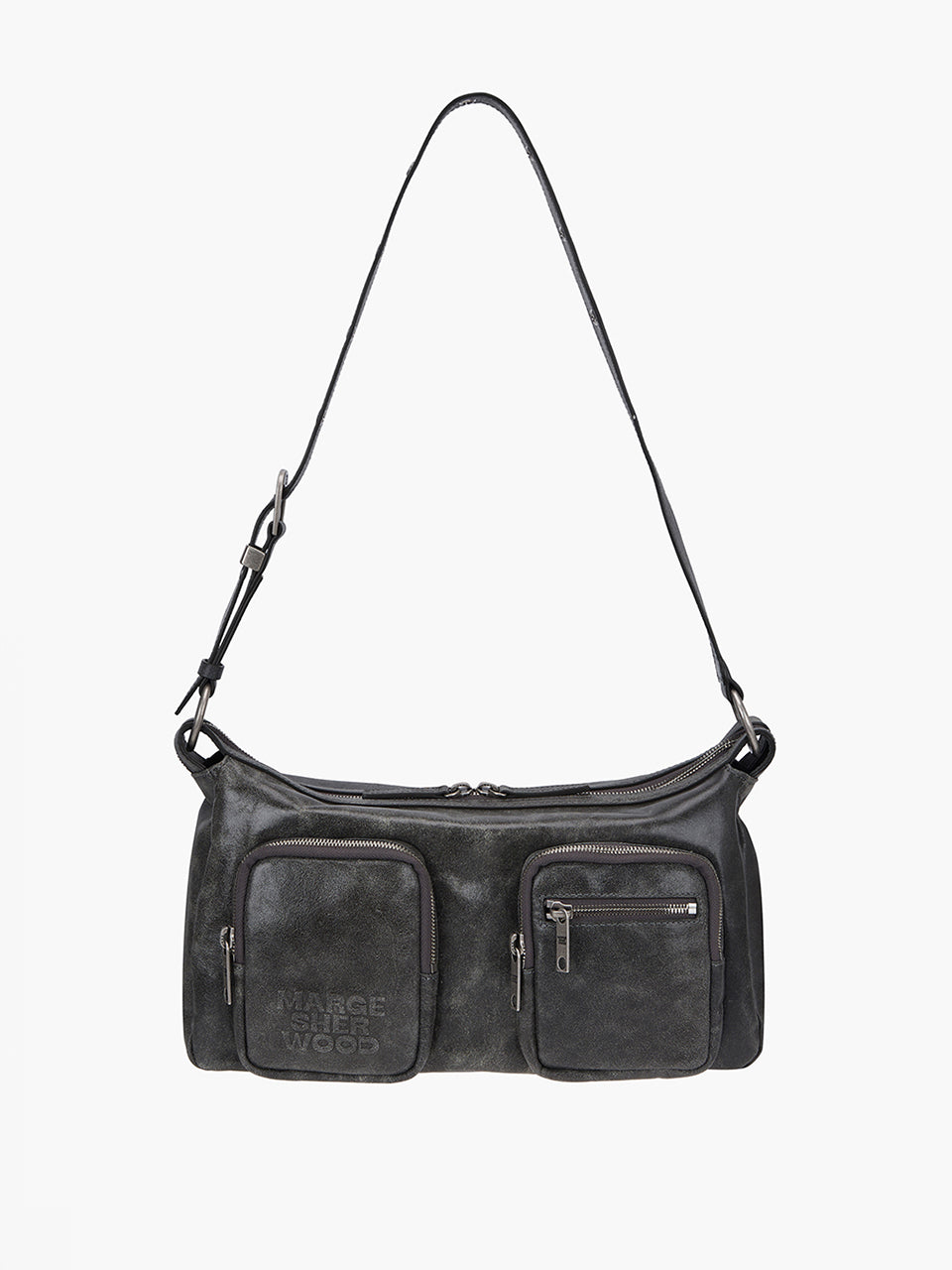 Marge Sherwood - Outpocket Hobo (White+Grey Two-Tone Cracked) product image 7 | TRAB K-Fashion Australia